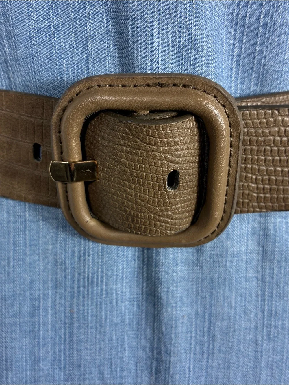 Womens belt taupe color faux leather 33” long work school Corpcore